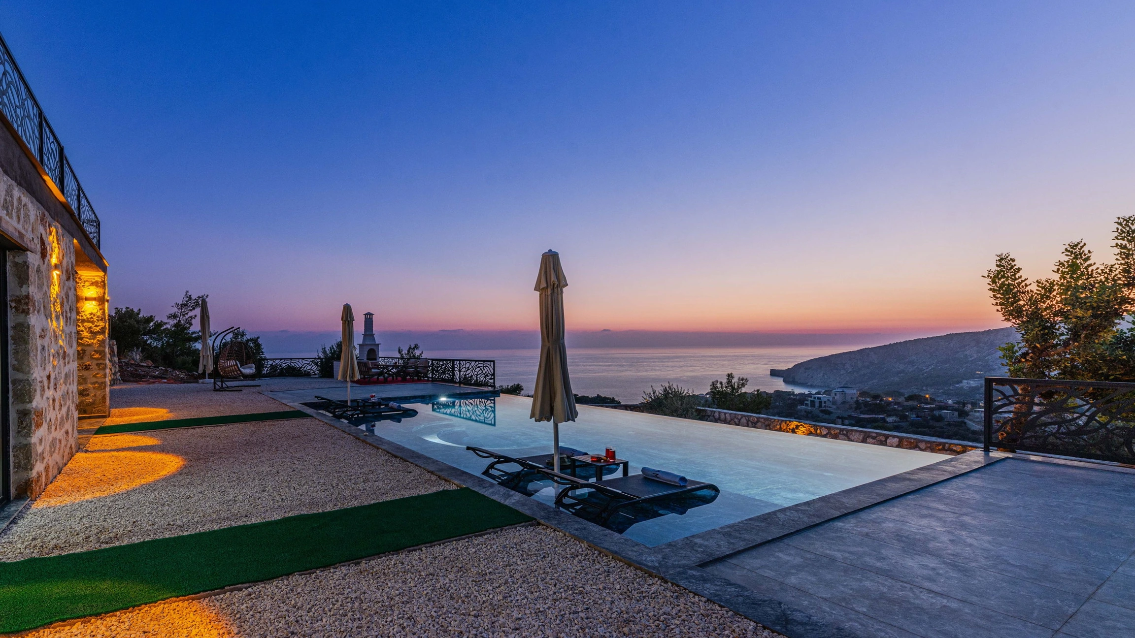 villa pool dusk