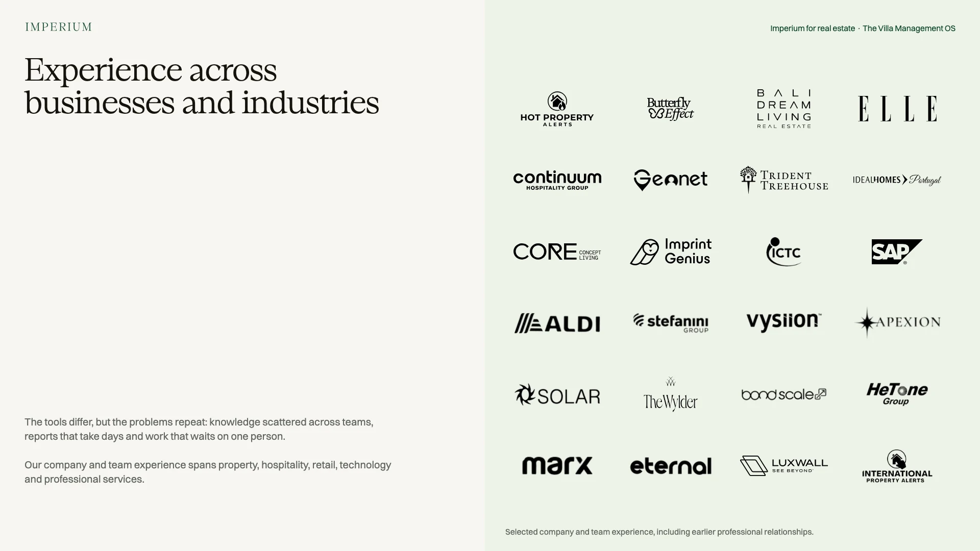 Slide 9: Experience across
businesses and industries