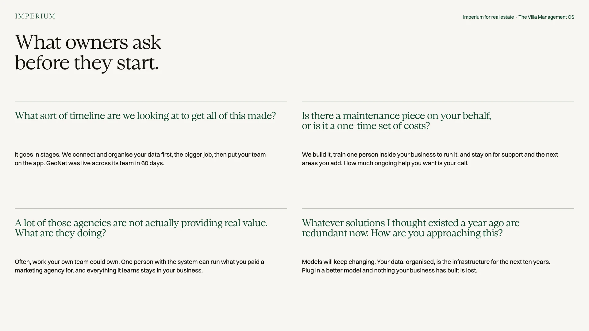 Slide 33: What owners ask before they start